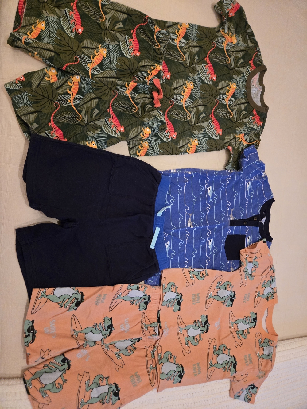 The Children's Place Tropical Chameleon Olive, Navy, Blue & Garanimals Set